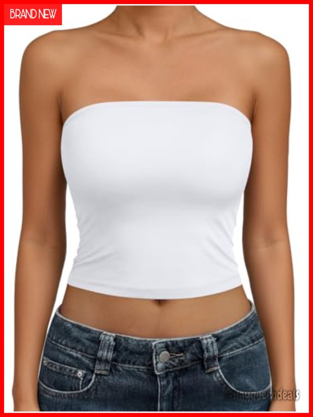 Women's Strapless Tube Top Sleeveless Slim Fit Crop Top Polyester Spandex Summer